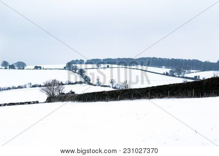 Snow Covered Landscape During The Beast From The East Winter Storm