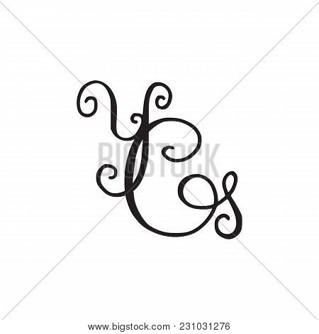 Handwritten Monogram Yg Icon, Logo With Swirls Isolated On White Background
