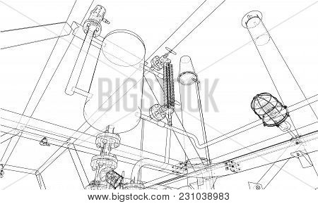 Sketch Industrial Equipment. Eps 10 Vector Format. Vector Rendering Of 3d