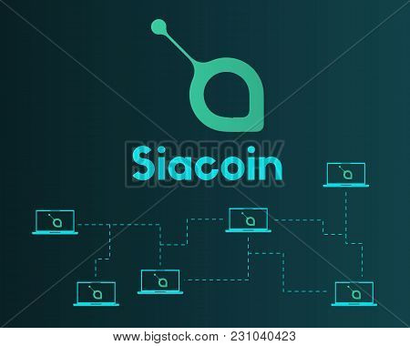 Siacoin Blockchain Cryptocurrency Network Background Vector Illustration