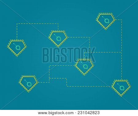 Siacoin Blockchain Cryptocurrency Virtual Technology Background Vector Illustration