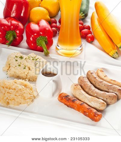 Výběr typu všech hlavních německých Wurstel klobásky