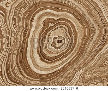 Colored Wood Rings With Wavy Lines . Abstract Background. 2d Illustration