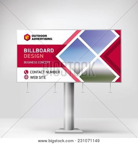 Billboard Banner, Modern Design For Outdoor Advertising, Template For Posting Photos And Text, Graph