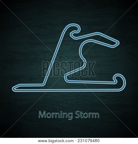 Black Gradient Background With Blue Neon Roat Race Track And Text