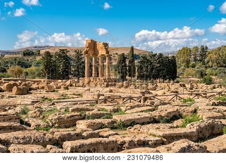 The Re-assembled Remains Of The Temples Of Castor And Pollux, Located In The Park Of The Valley Of T