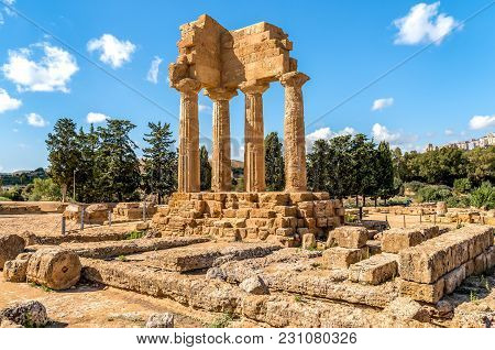 The Re-assembled Remains Of The Temples Of Castor And Pollux, Located In The Park Of The Valley Of T