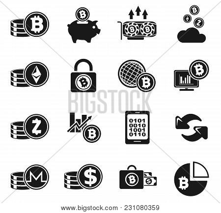 Cryptocurrency And Mining Icon Set