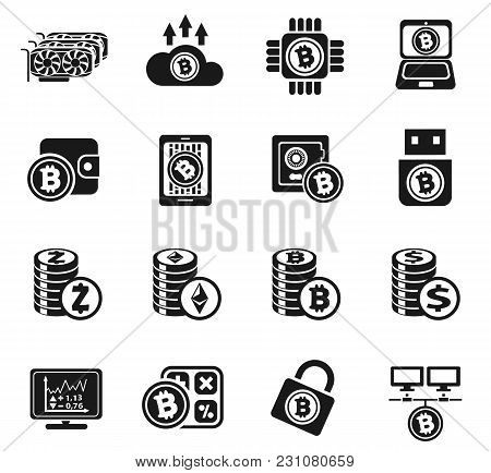 Cryptocurrency And Mining Icon Set