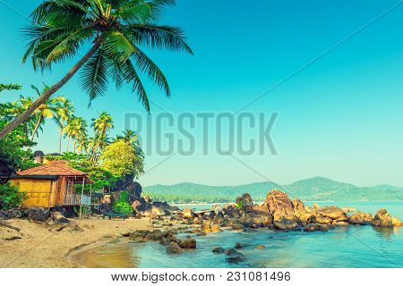 Beautiful View Of The Morning Beach Goa. Tinted.