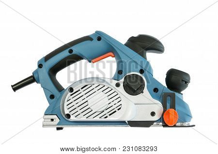Portable Electric Hand Planer Presented On A White Background.