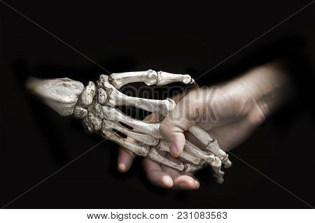 Shake Hand With Death Bone On Black Show Agreement Contract