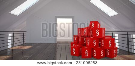 Vector icon of section symbol against white room with skylights Vector icon of section symbol on blocks