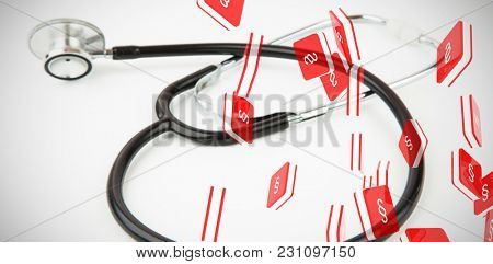 Double s letter logo sign icon element against black stethoscope