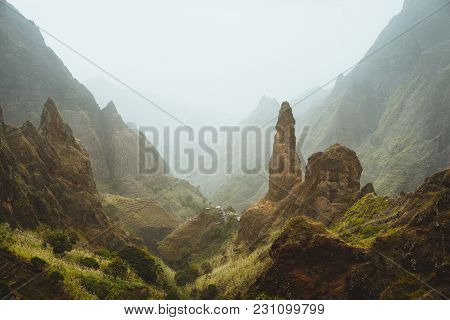 Picturesque Canyon Ribeira Da Torre Covered With Sand Dust Brought From Sahara. Sugarcane, Coffee An