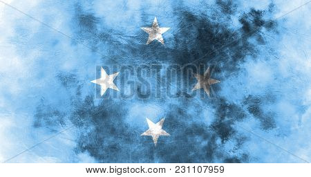 Old Micronesia Grunge Background Flag, Micronesia Flag