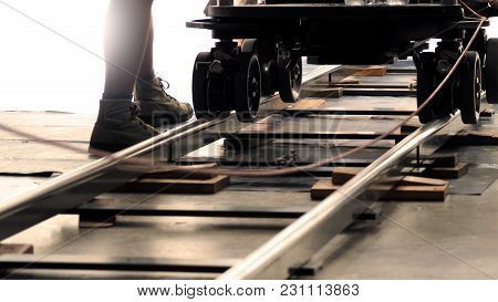 Behind The Scenes Of Production Team Setting Dolly Track.