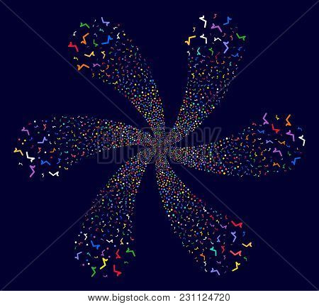 Psychedelic Sqrt Spiral Burst On A Dark Background. Vector Abstraction. Suggestive Whirlpool Combine