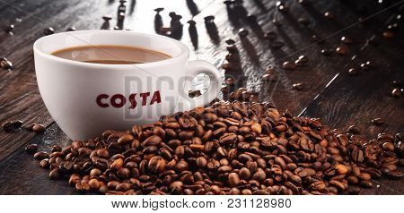 Cup Of Costa Coffee Coffee And Beans