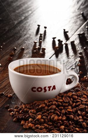 Cup Of Costa Coffee Coffee And Beans