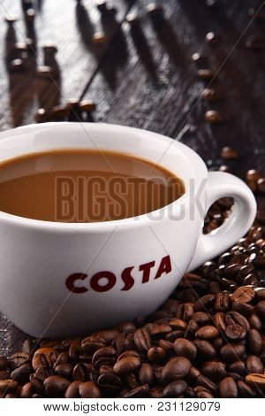 Cup Of Costa Coffee Coffee And Beans