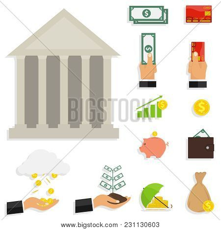 Icons Of Money, A Set Of Banknotes. Composite Set Of Money. Flat Design, Vector Illustration, Vector
