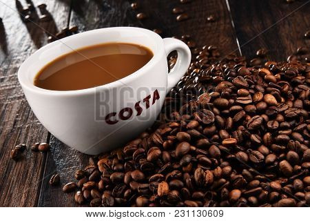 Cup Of Costa Coffee Coffee And Beans