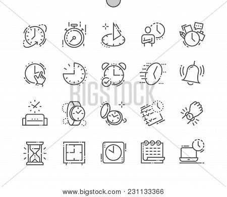 Time Well-crafted Pixel Perfect Vector Thin Line Icons 30 2x Grid For Web Graphics And Apps. Simple 