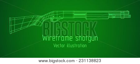 Shotgun Rifle Hunting Carbine Wireframe Low Poly Mesh Vector Illustration