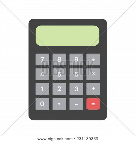 Calculator In Flat Style. Calculator Isolated On White Background. Vector Stock.