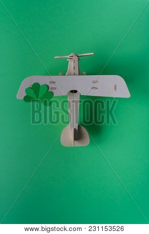 St. Patrick's Day, Plane Luck Shamrock On A Green Background