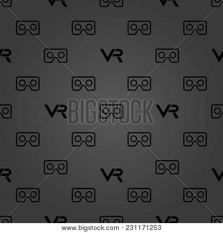 Seamless Vector Dark Pattern With Vr Logos. Virtual Reality Logos