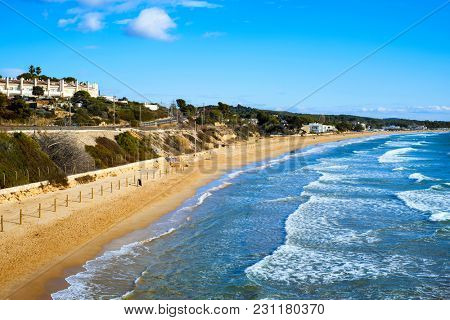 a view of the Platja Llarga beach in Tarragona, Spain