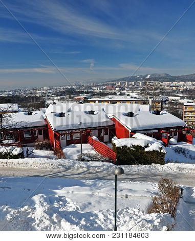 Sunny Oslo Under A Thick Layer Of Snow.