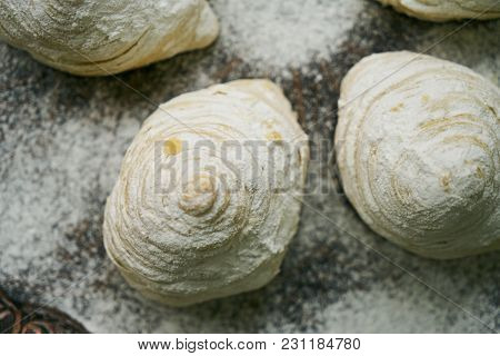 Novruz Tray With Azerbaijan Traditional Pastry Cookie Badambura On Wooden Rustic Table Background. D