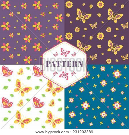 Floral Seamless Pattern With Flowers And Butterflies
