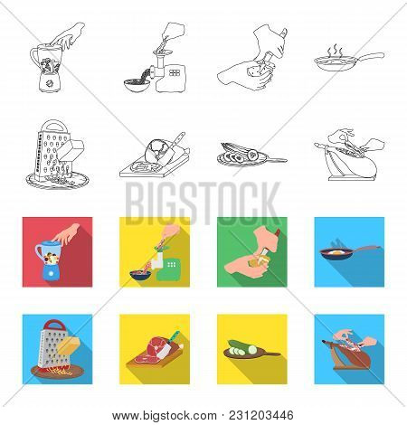 Treat, Appliance, Tool And Other  Icon In Outline, Flet Style.cook, Housewife, Hands Icons In Set Co