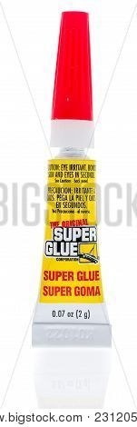 Winneconne, Wi -6 March 2018: A Tube Of The Original Super Glue On An Isolated Background.