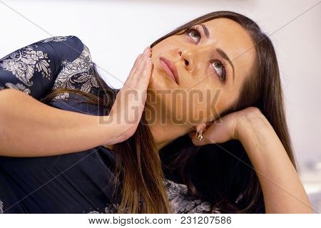 A Lonely Young Woman, She Is Depressed And Separated From Problems In Her Personal Life. The Concept