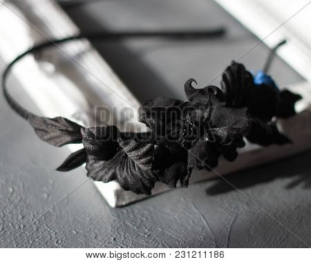 Black Silk Flower Headband. Hendmade Woman And Girl Accessory