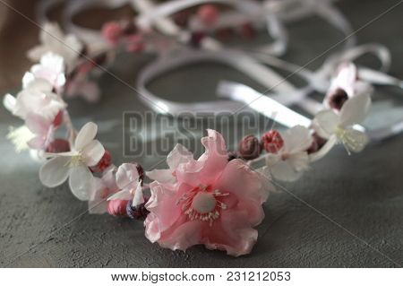 Wedding Wreath, Head Crown, Hair Accessory For Woman Or Girl With White Ond Rose Flower