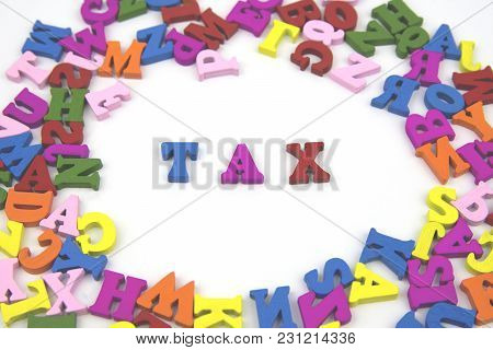 Wooden Colorful Letters Of The English Alphabet On A White Background.