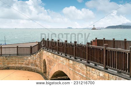 The Wooden Walkway By The Sea, Dongshan Island, Zhangzhou, China.