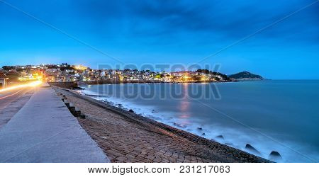 Dongshan Island Coastline And Town Night View, Fujian, China