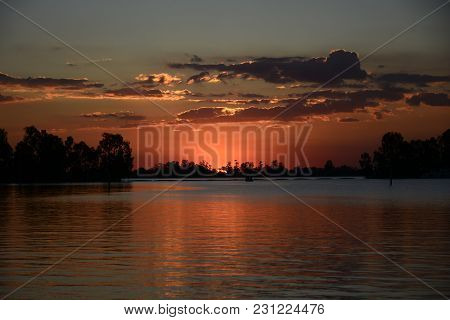 Sunset In Africa Over Water, Landscape, Nature