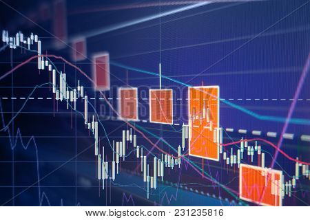Stock market selloff  -  Stock graphs and charts - Financial and business background