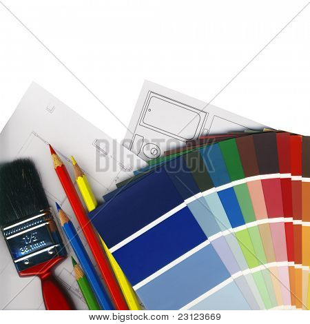 campioni di colore e piani su sfondo bianco, isolato, con tracciato di ritaglio