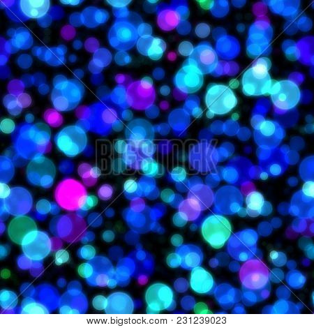 Seamless Glow Bokeh Spray Background. Abstract Colorful Square Pattern With Glitter Particles With D