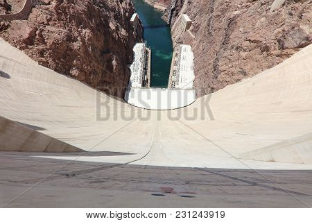 Hoover Dam On Colorado River At The Stateline Of Nevada-arizona. Usa