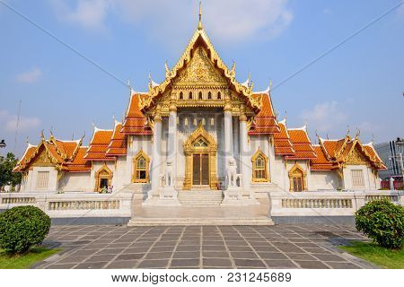 Bangkok , Thailand - 13 March, 2018: Wat Benchamabophit Dusitwanaram Landmark In Bangkok, Thailand I